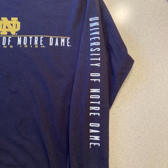 Notre Dame Navy Long Sleeve T Shirt Size M Unisex - Picture 7 of 11